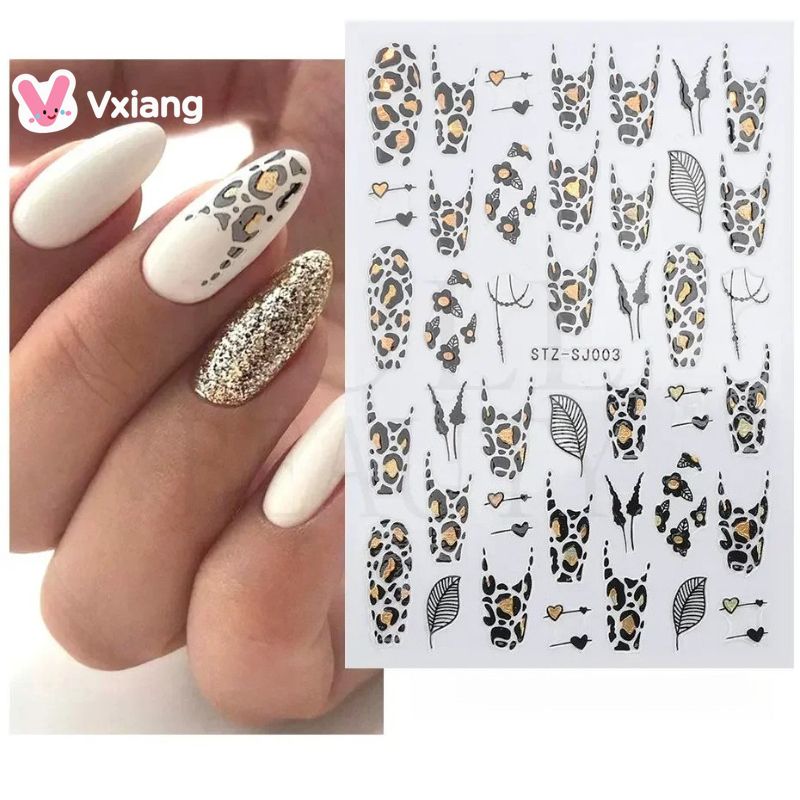 Gold Print Nail Stickers Bronze Khaki