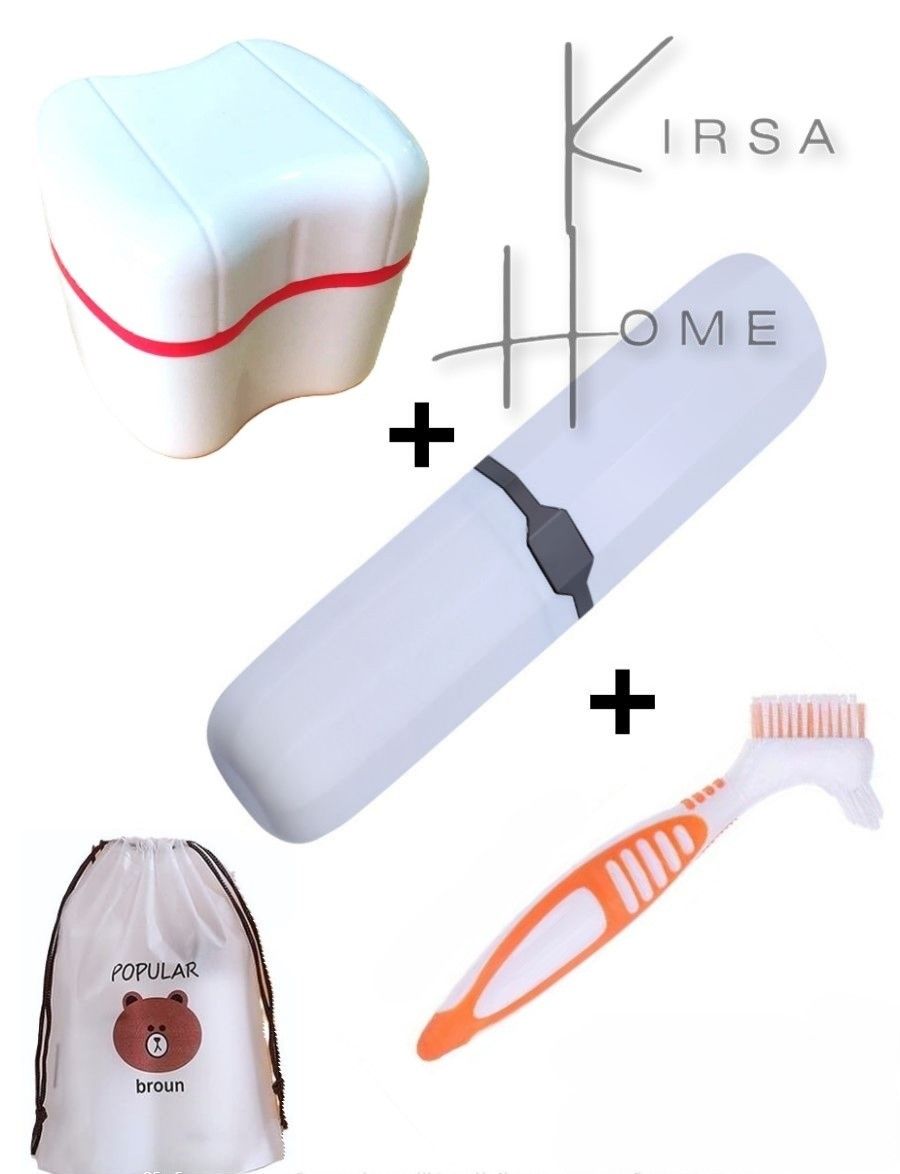 Dental Care Set with Container, Case and Double-Sided Toothbrush