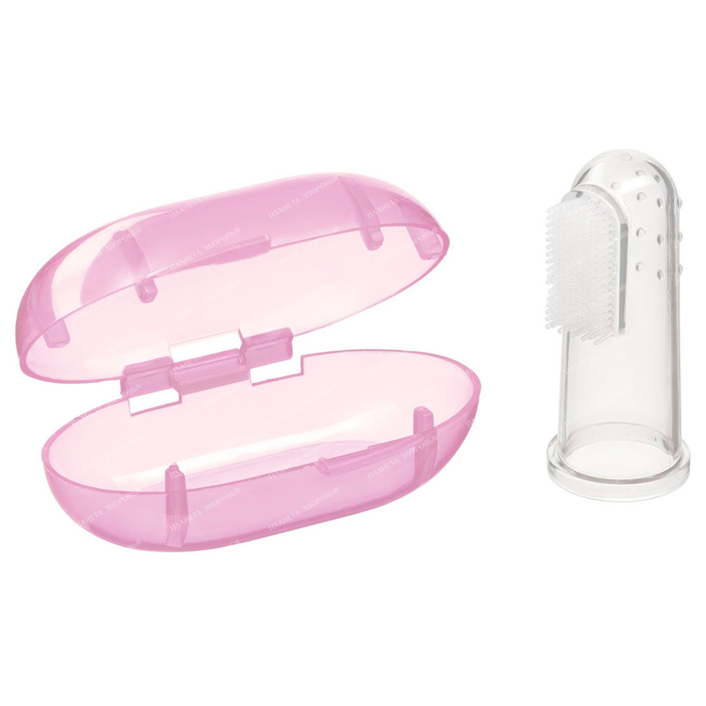 Happy Baby Toothbrush on a finger with a case "FINGER SILICONE", art. 20008 (lavender)