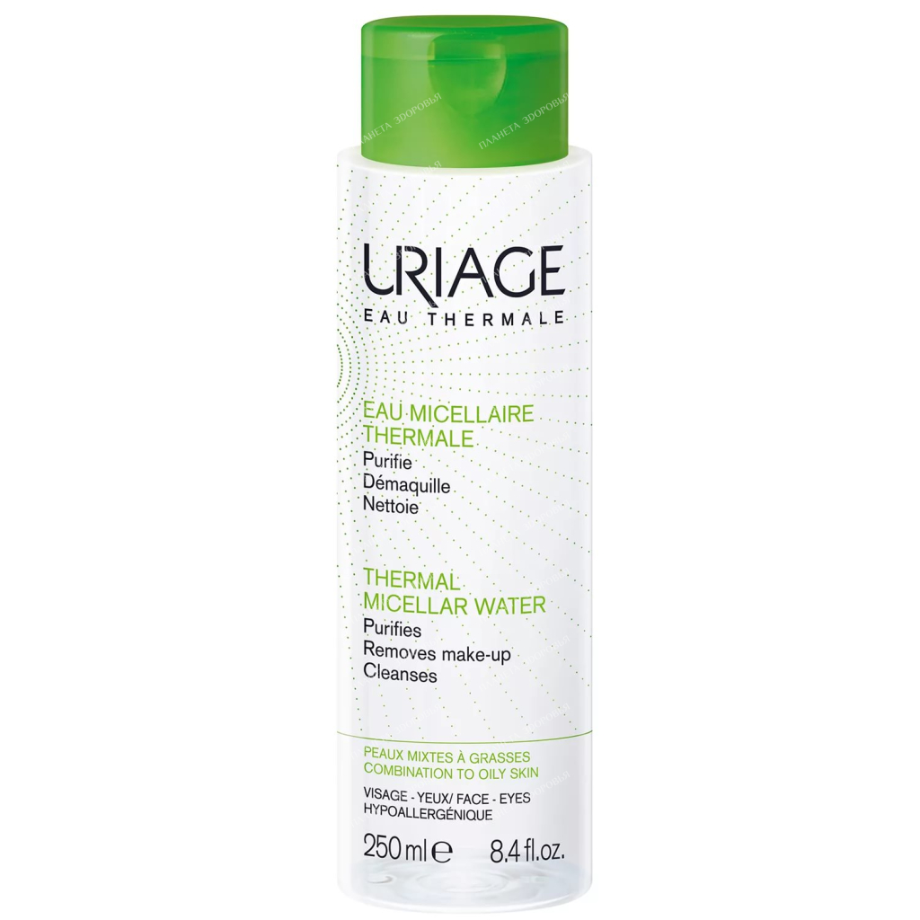 Uriage Micellar cleansing water based on thermal water for normal and combination skin of the face and eye contour, 250 ml