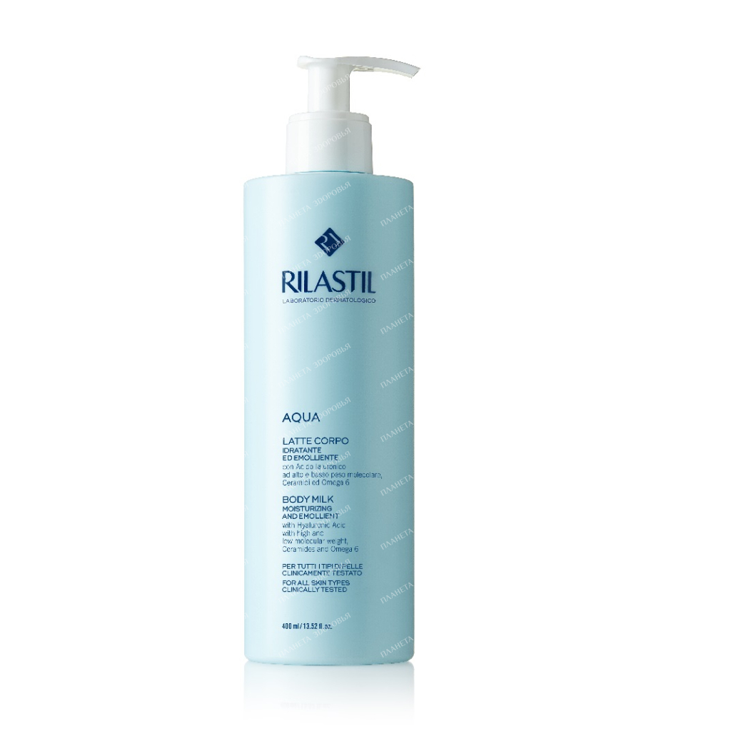 Rilastil AQUA Moisturizing and softening body milk for all skin types, 400 ml