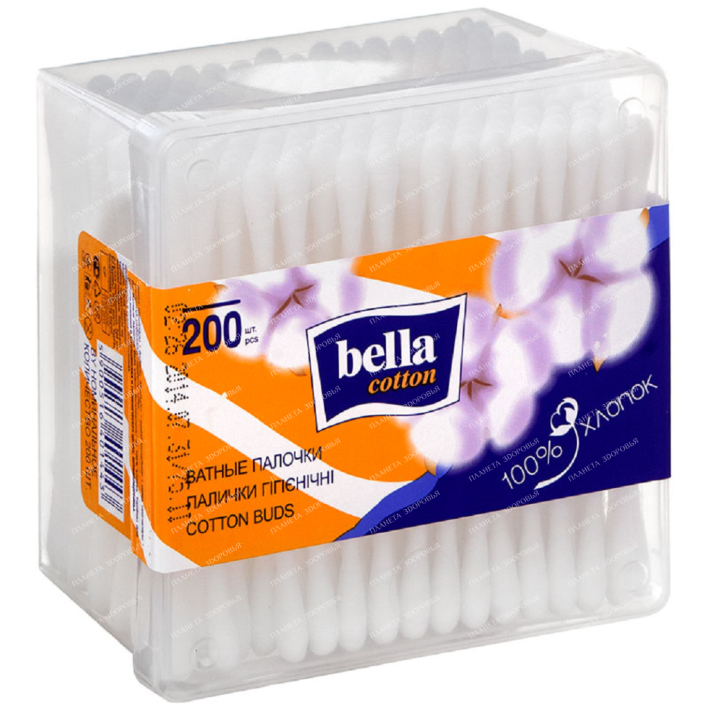 Bella cotton Cotton buds 200 pcs (square box)