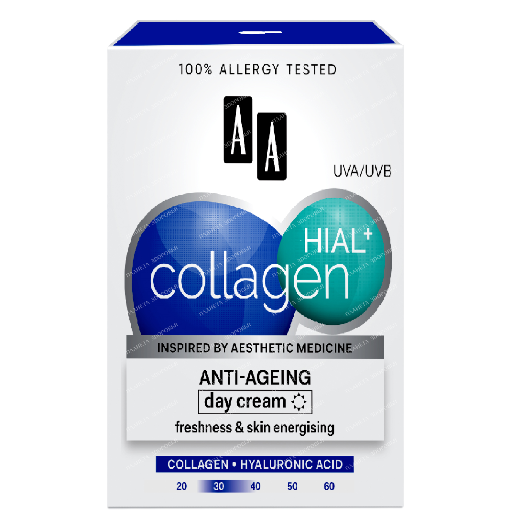 AA COLLAGEN HIAL+ Anti-aging day cream freshness and awakening of the skin, 50 ml