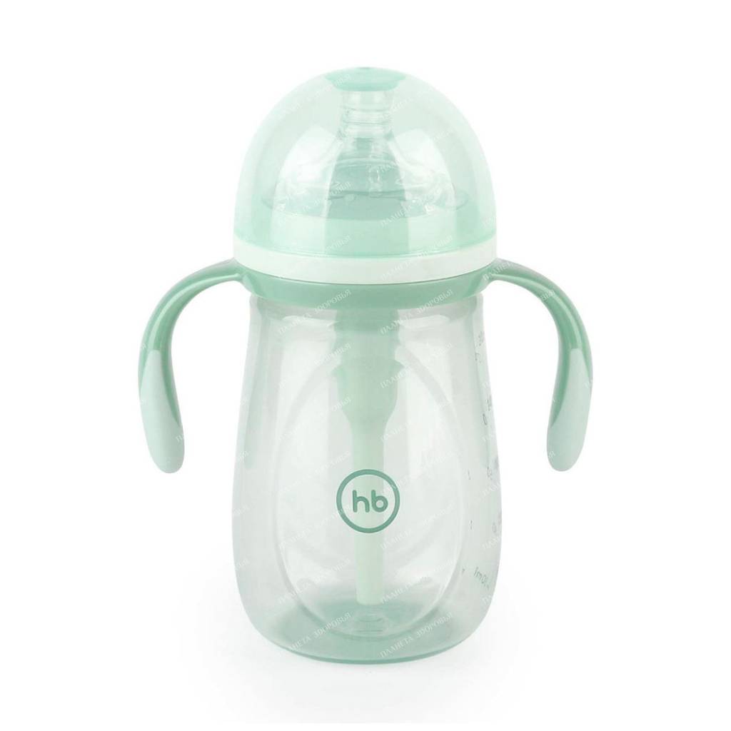 Happy Baby Bottle with handles and silicone nipple 300 ml (olive), art.10020