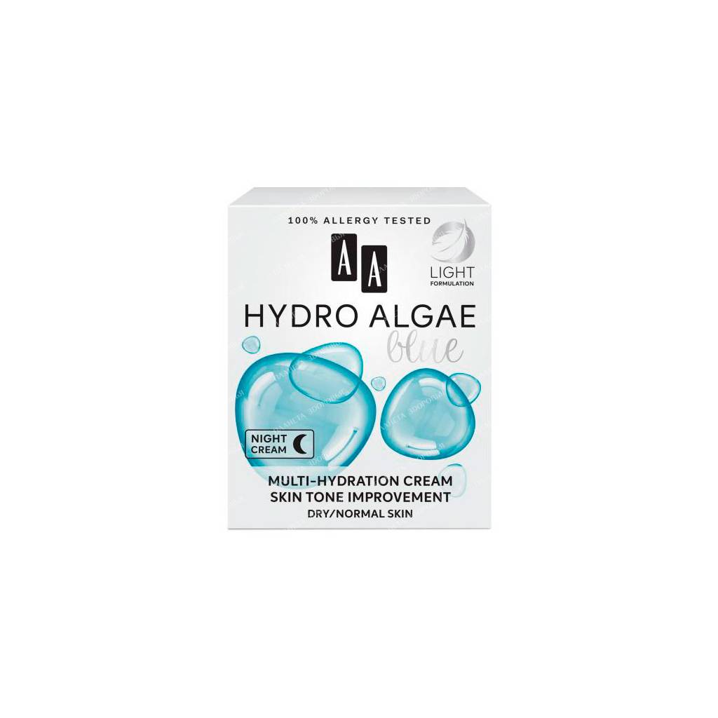 AA HYDRO ALGAE blue Night multi-moisturizing cream for dry and normal skin, 50 ml