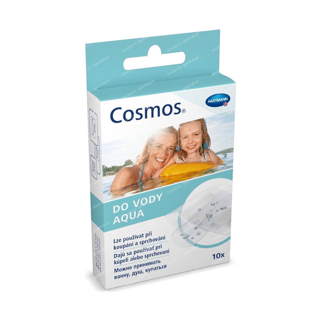 Plaster Cosmos Aqua 10 pcs: size 3x4cm-4pcs, 4x6cm-2pcs, 2.5x7.2cm-4pcs