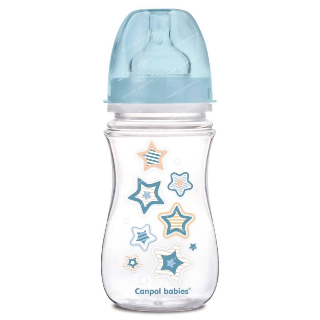 Canpol babies Feeding bottle plastic (slow flow with wide mouth 3+) 240 ml 35/217 blu
