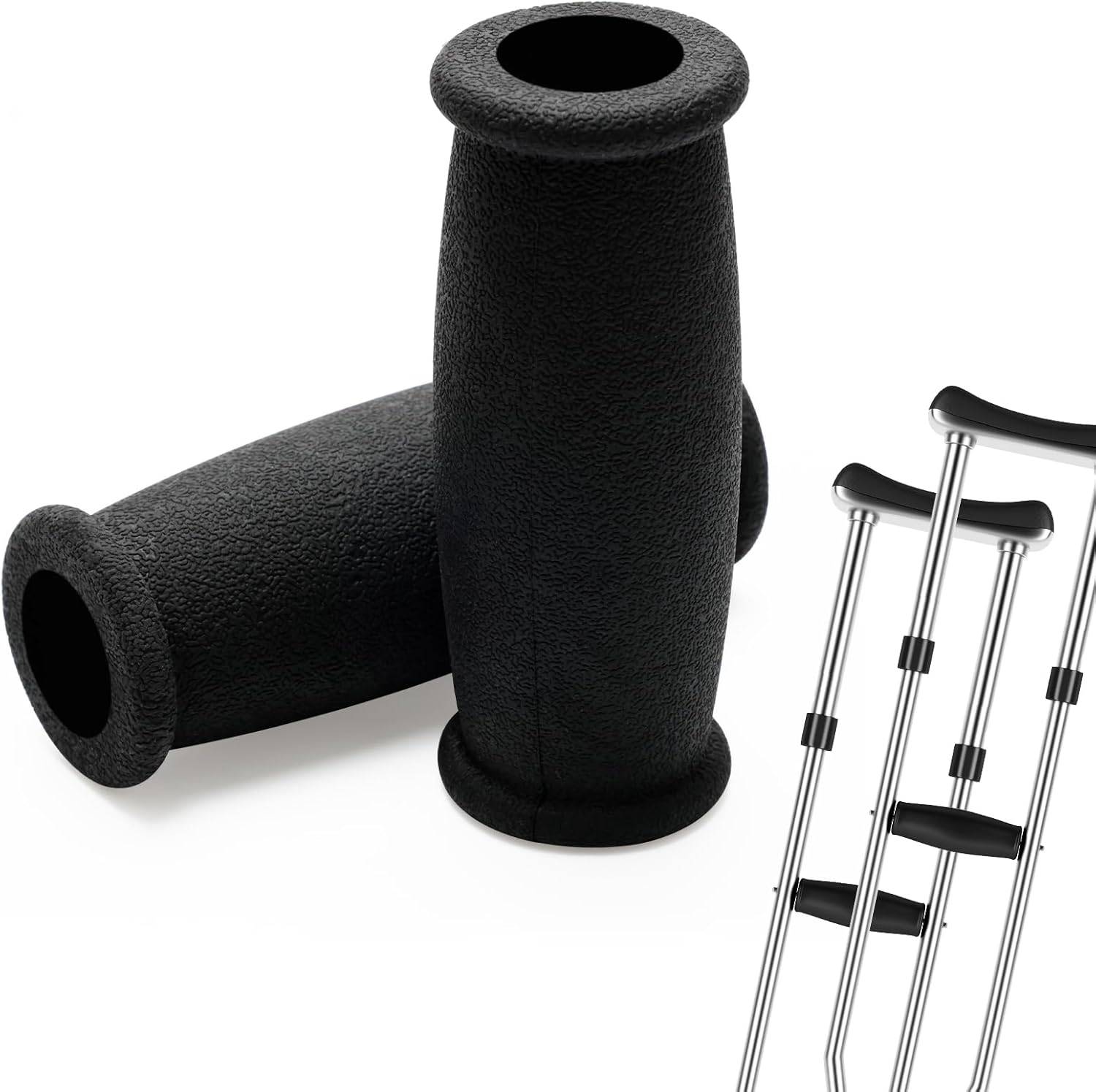 Soft Rubber Crutch Handgrips, Non-Slip Replacement Handles