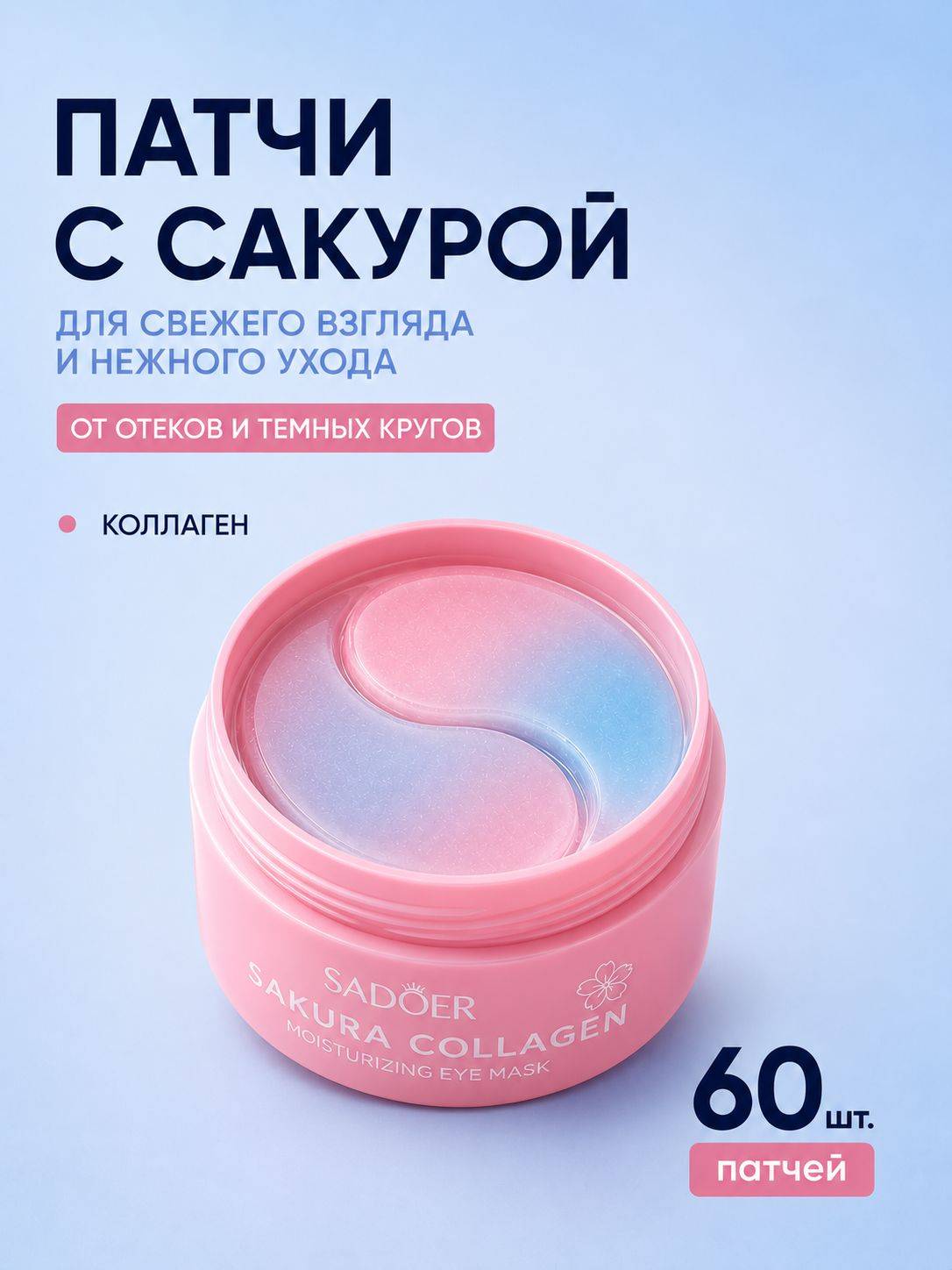 SADOER Puffiness Dark Circles Eye Patches 60 Count