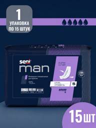 Seni Man Super Level 5 Men’s Urinary Pads, 15 Pads 15 Count #1