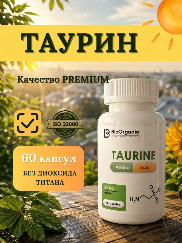 BioOrganio Taurine 500 mg, 60 Capsules #1