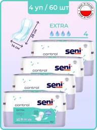 Seni Control Extra Urinary Pads, 4 Drops, 60 Pads 60 Count #1