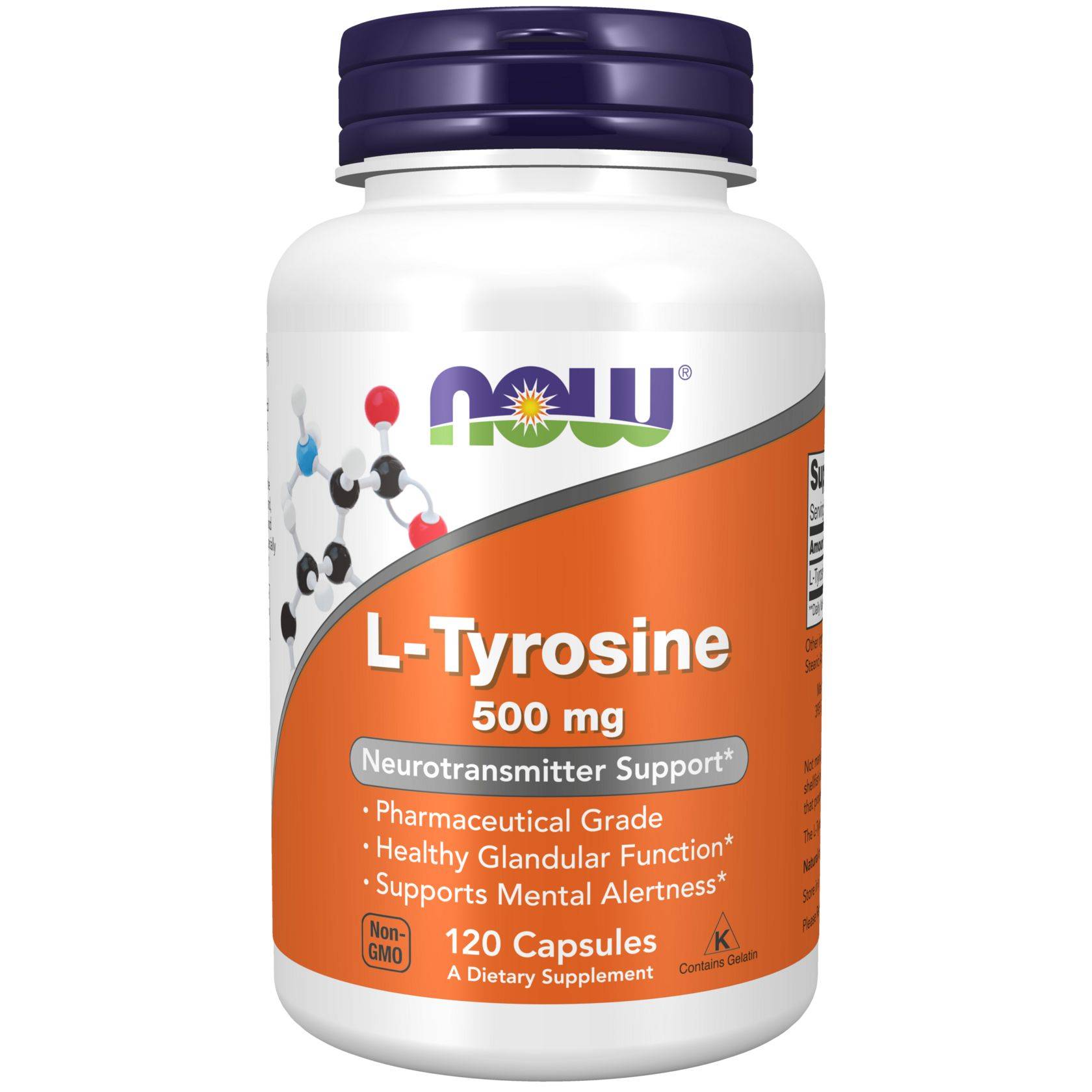 NOW L-Tyrosine Capsules 500 mg, 658 mg