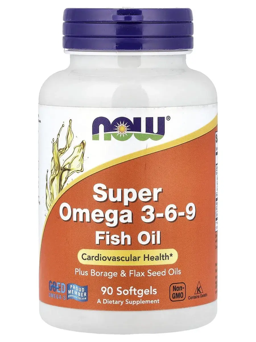 NOW Super Omega 3-6-9 Capsules 90 Pack 1200 mg, 90 Count
