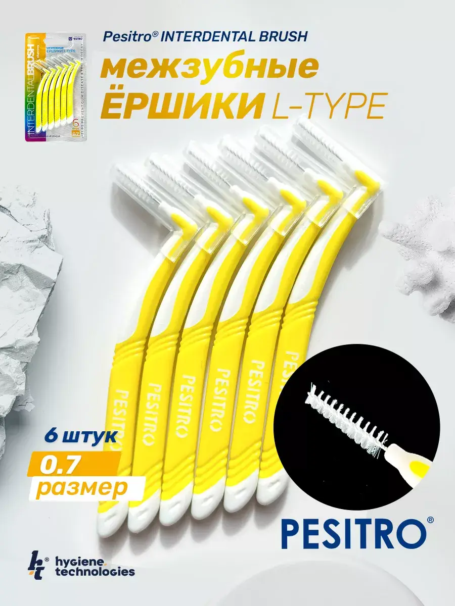 Pesitro Interdental Brushes L-Type 6 Pack 6 Count