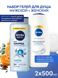NIVEA Shower Gel Set for Women and Men, × 2 500 ml, 2 Count #1