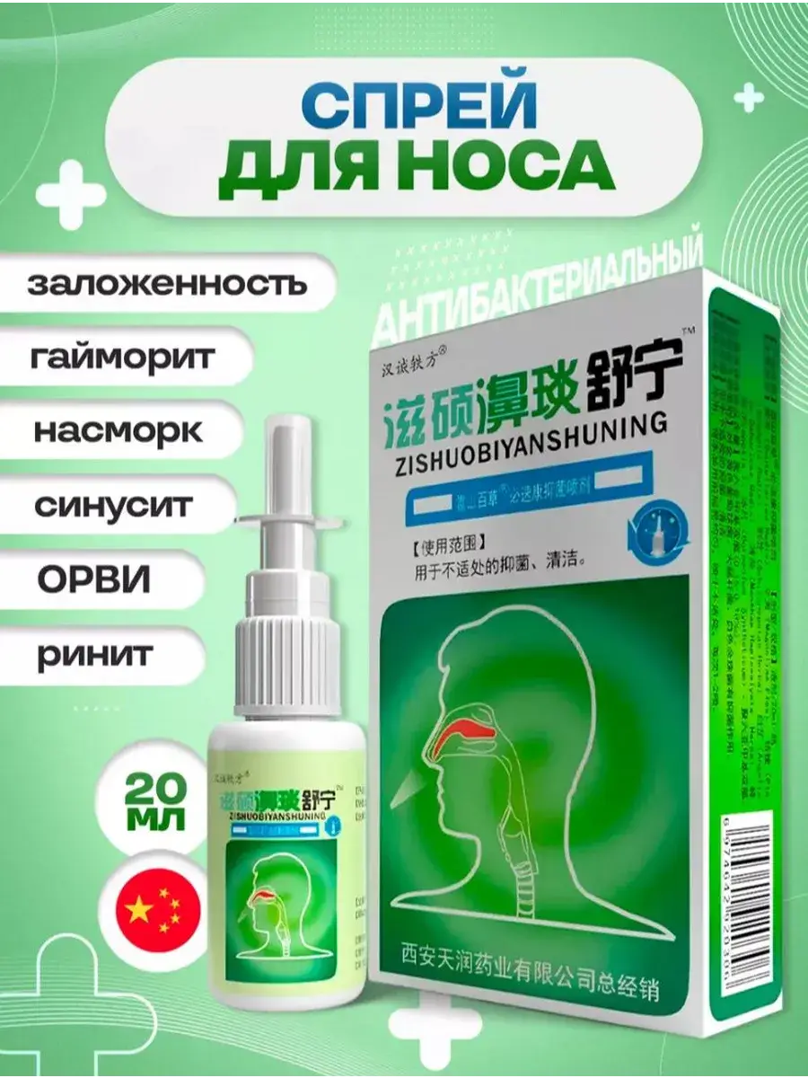 Chinese Nasal Spray for Congestion and Runny Nose, 20 ml, 1 Pack
