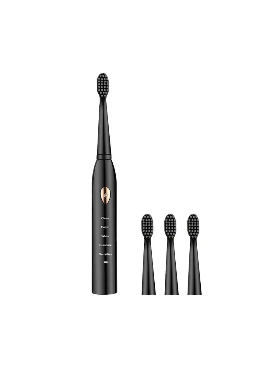 Dr.Good Acoustic Electric Toothbrush with 4 Heads Black Gold