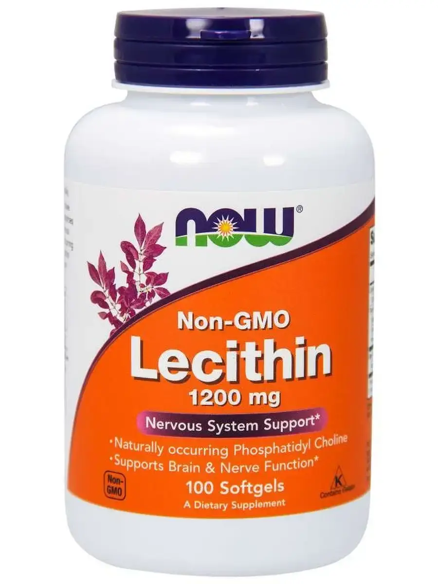 NOW Lecithin Triple Strength 100 Capsules 1200 mg, 100 Count