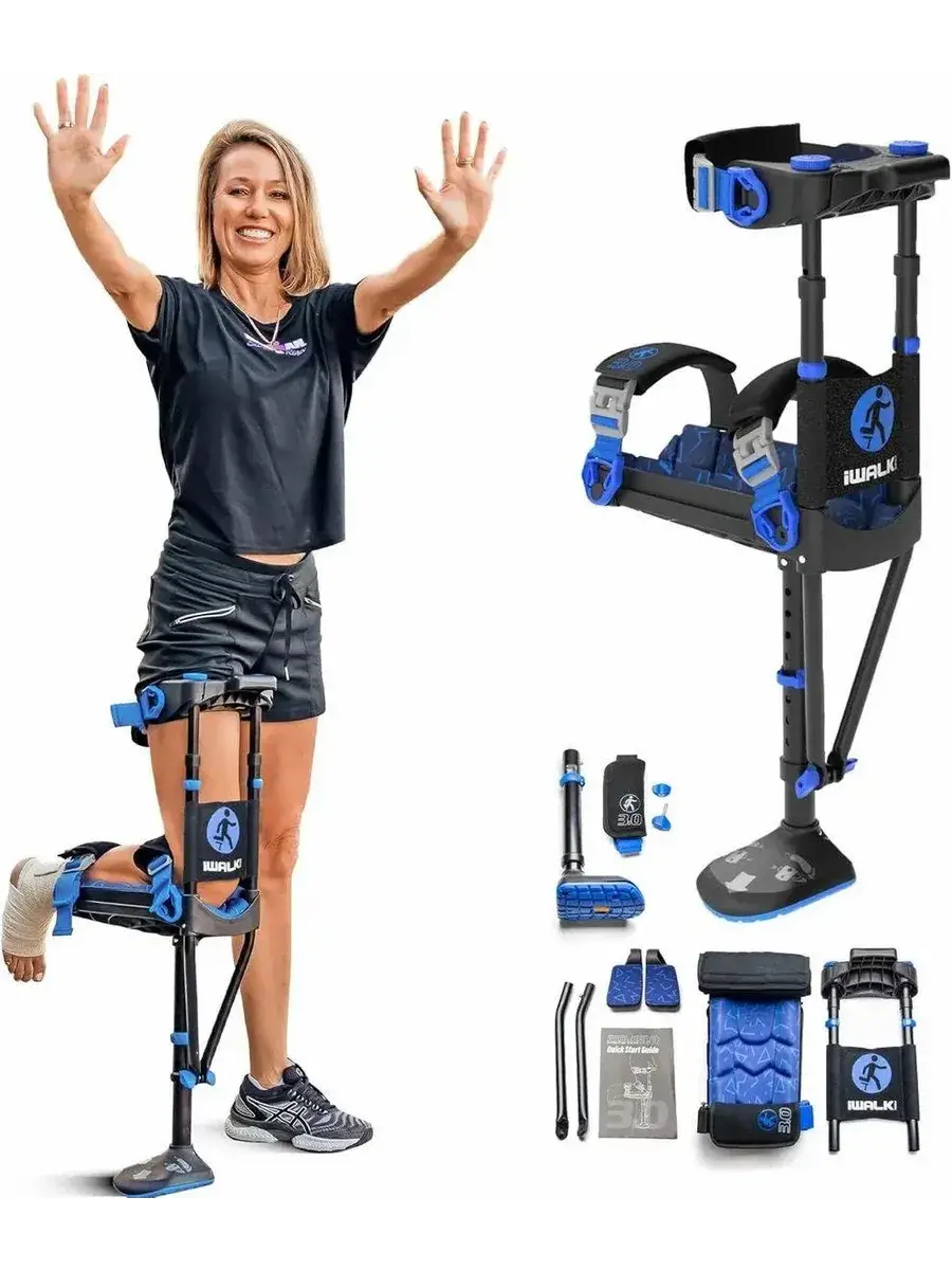 iWALK 3.0 Knee Crutch, Black/Blue, 125 kg Capacity