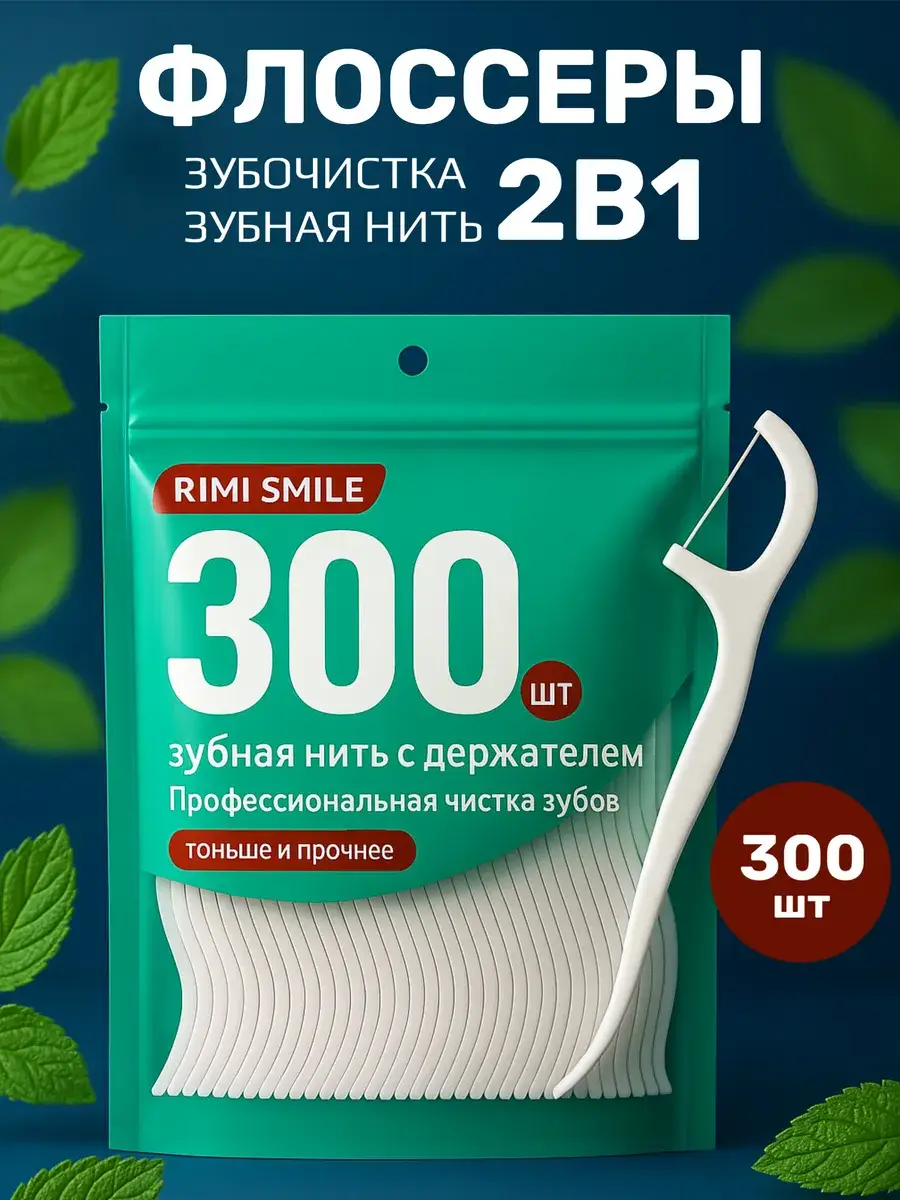 ALLHOME101 Dental Floss Picks with Toothpick, 300 Count