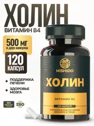 MISHIDO Choline Bitartrate Capsules, 800 mg, 120 Capsules #1