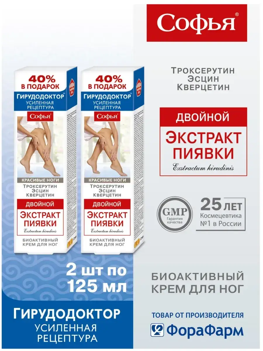 Sofia Double Leech Extract Foot Cream 250 ml 2 Pack