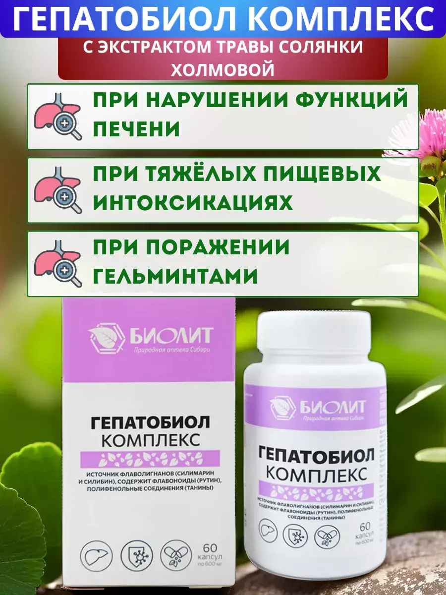 Biolit Hepatobiol with Saltwort Extract, 60 Capsules 60 Count