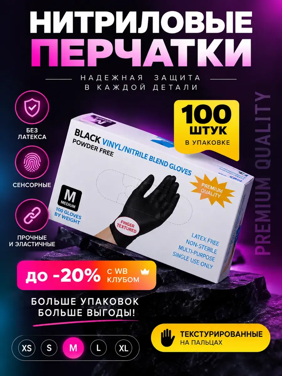 WallyBrand Nitrile-Vinyl Disposable Gloves 50 Pairs