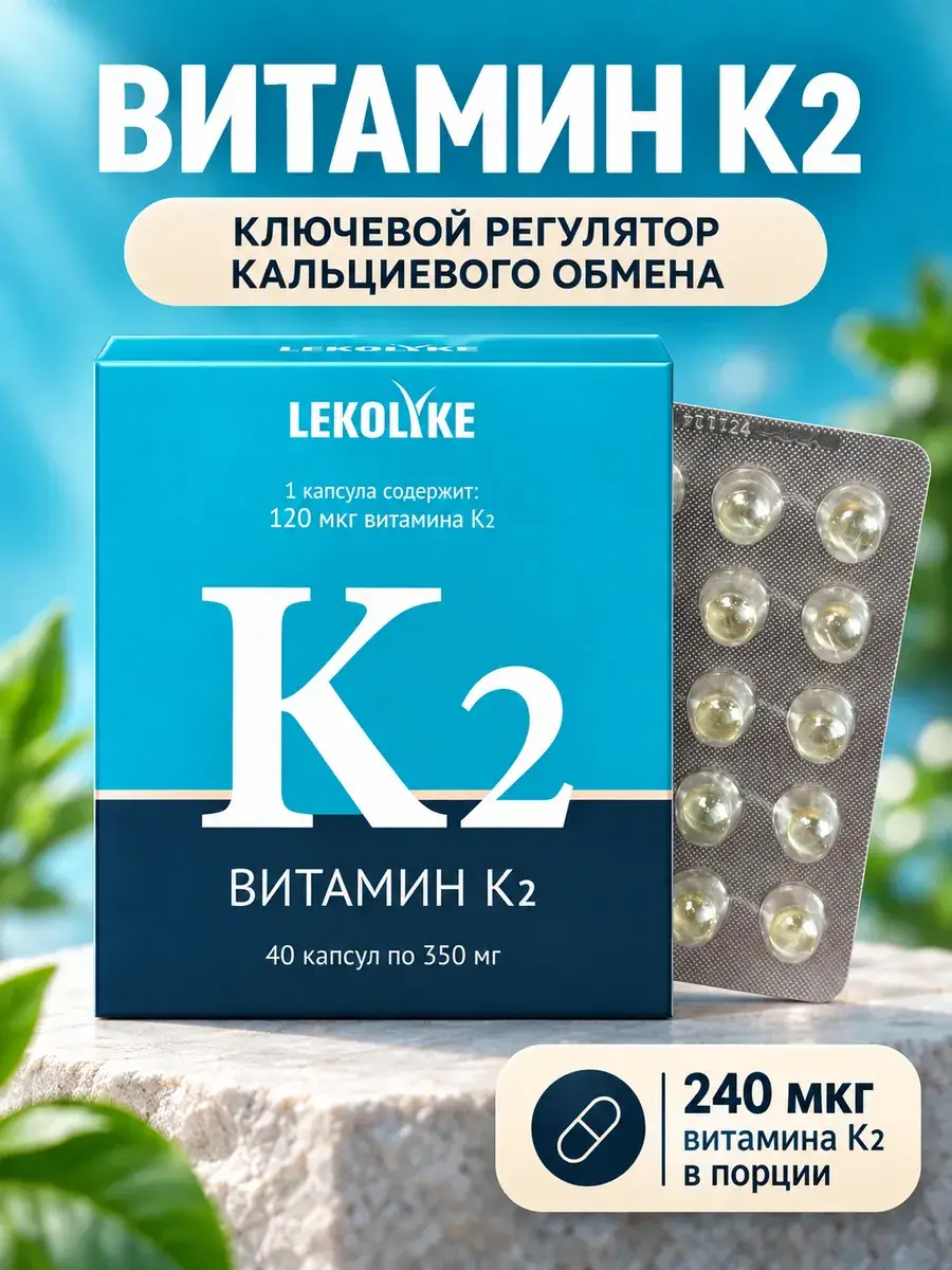 Lekolike Vitamin K2 MK-7 Capsules, 120 mcg, 40 Pack