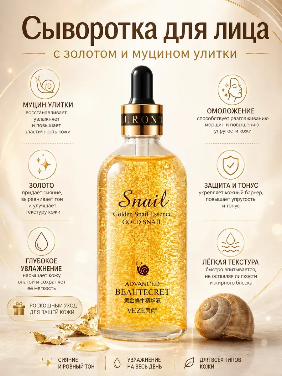 VEZE Golden Snail Essence Face Serum 100 ml