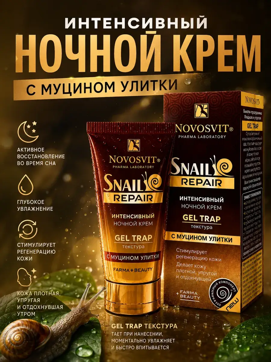 Novosvit Night Face Cream with Snail Mucin 50 ml