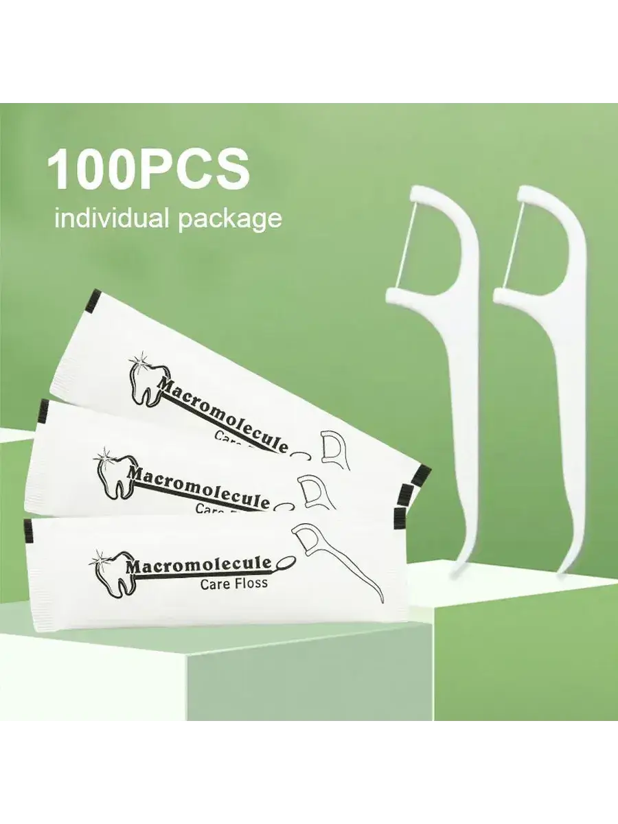 NNNB Disposable Plastic Dental Floss Picks, 100 Pieces