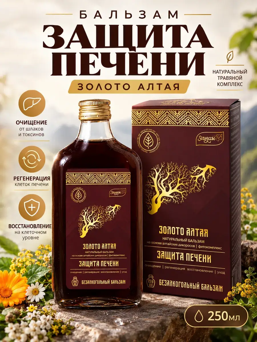 Lotos Liver Protection Alcohol-Free Herbal Balm, 250 ml