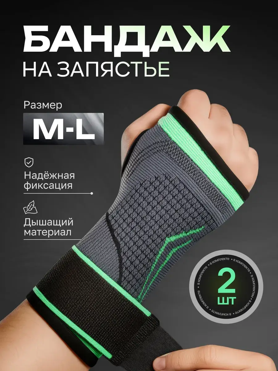 Kroenburg Wrist Brace Green 2 Pack 2 Count