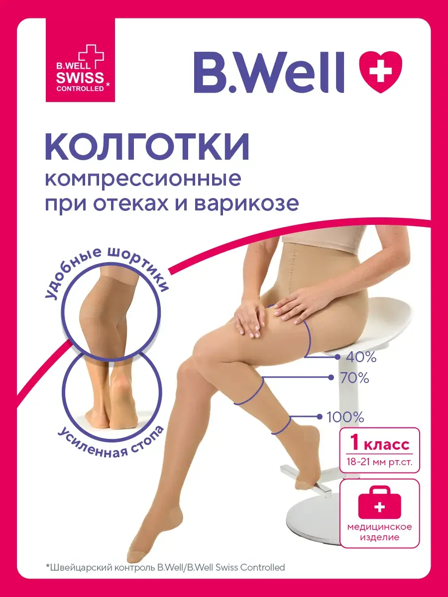 B.Well Class 1 Compression Tights JW-311 White
