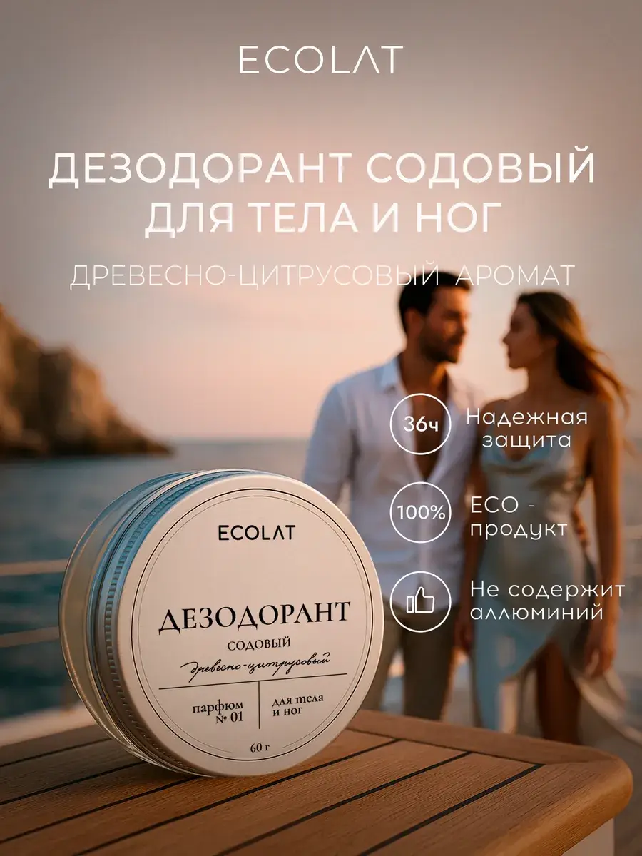 Ecolat berry Citrus Wood Soda Deodorant Paste 60 g