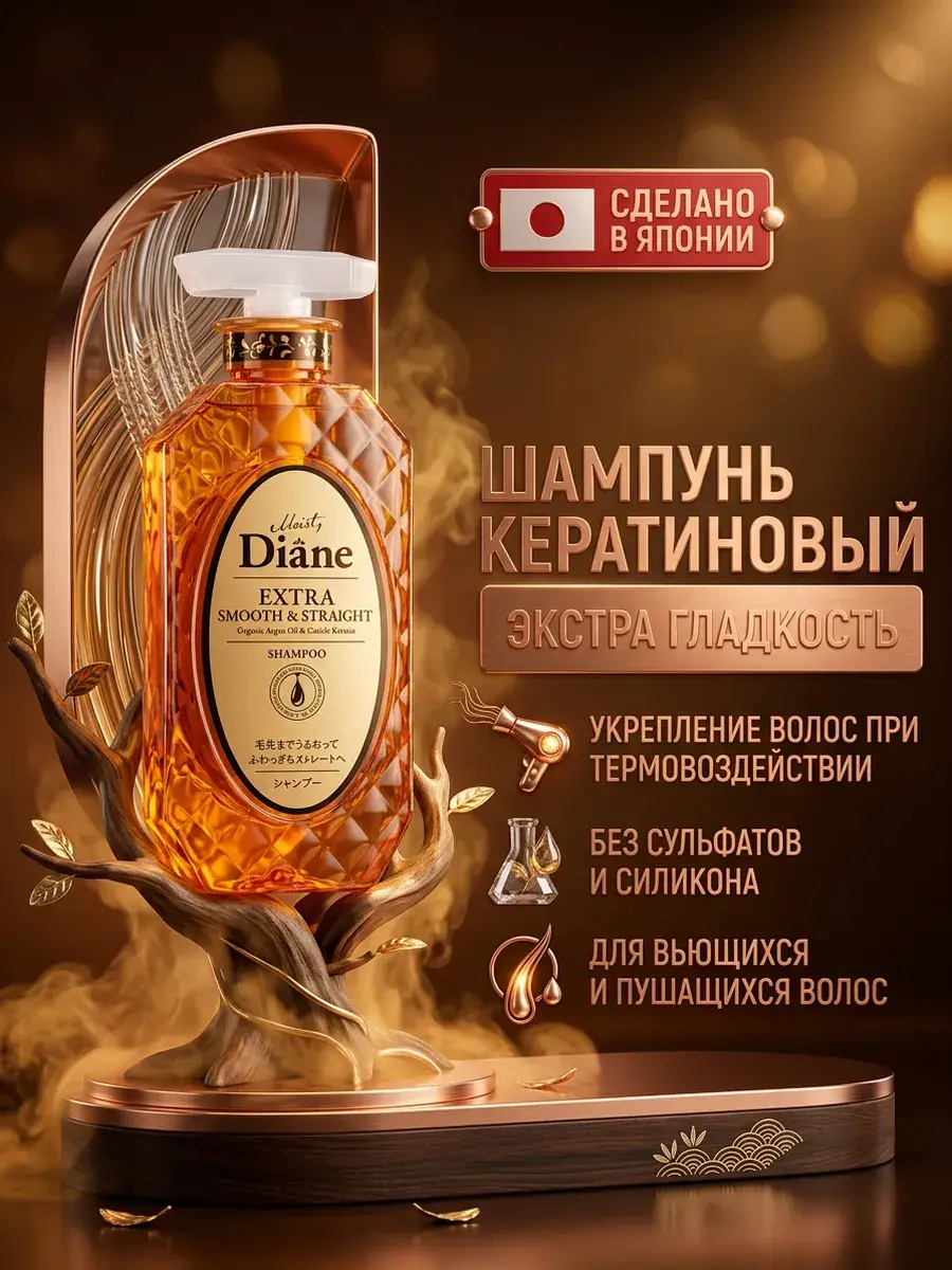 Moist Diane Perfect Beauty Keratin Smooth Shampoo, 450 ml