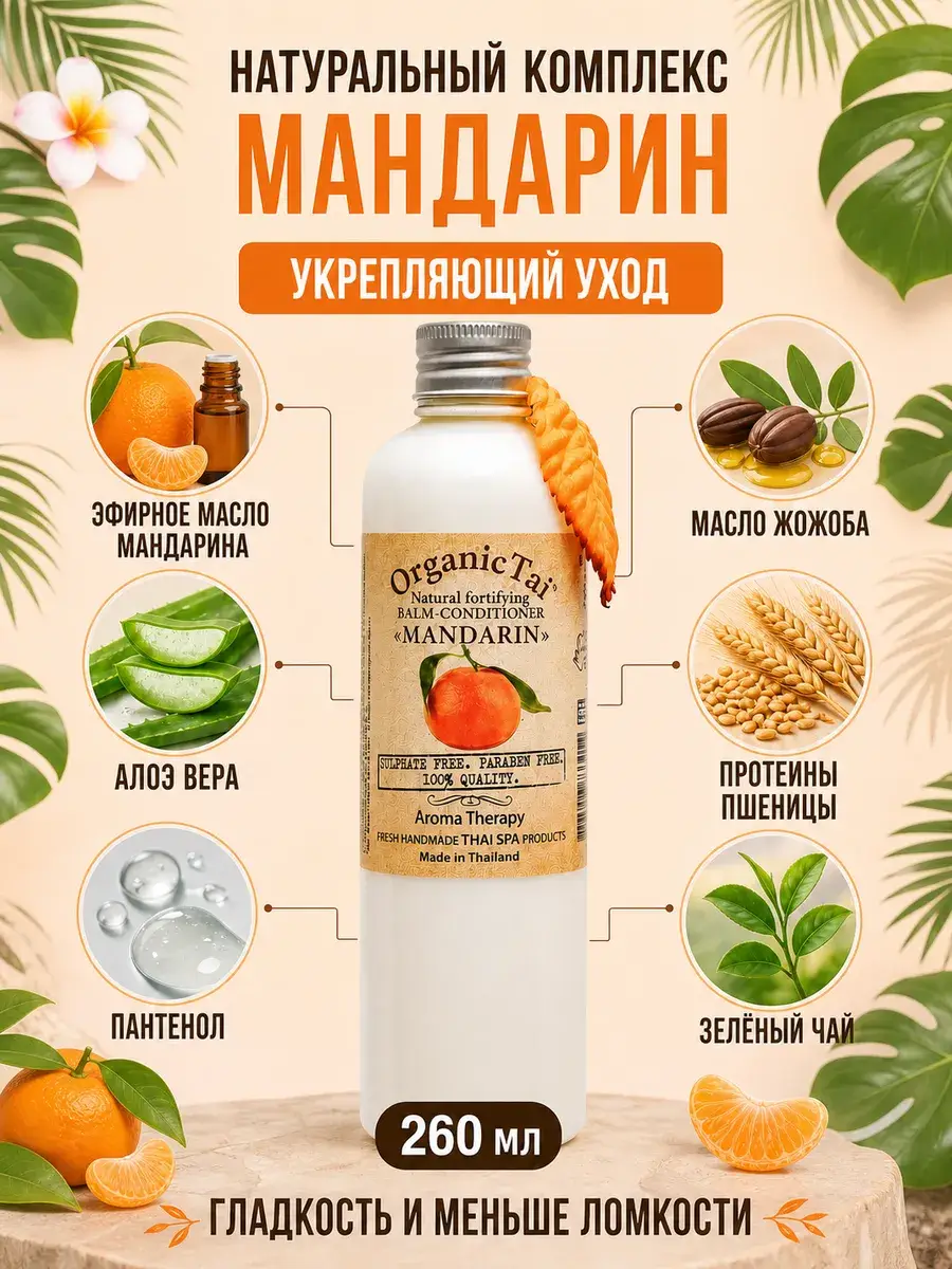 Organic Tai Mandarin Strengthening Hair Balm 260 ml