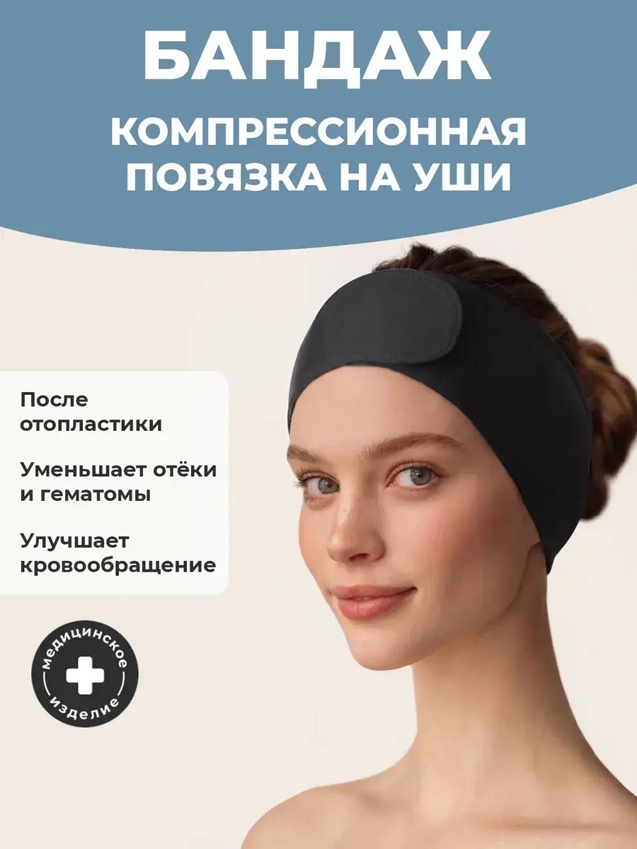 Beautiful Line Post-Otoplasty Compression Bandage, Charcoal Black, 1 pc