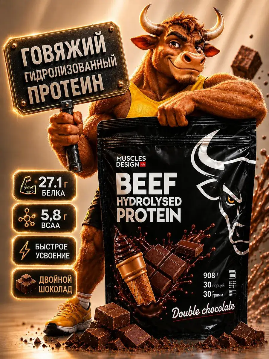 Muscles Design Lab Beef Hydrolyzed Protein Salted Caramel 908 g