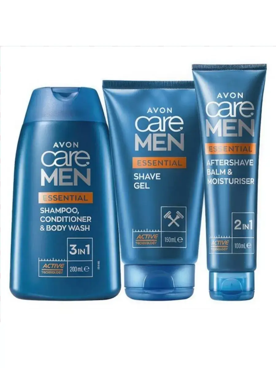 Men’s Essential Care 3-in-1 Shampoo, Cleanser and Aftershave Set, 3 Pieces