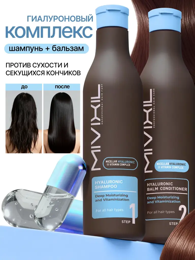 MIVIXIL Hyaluronic Shampoo and Conditioner Set, 2 × 500 ml #1