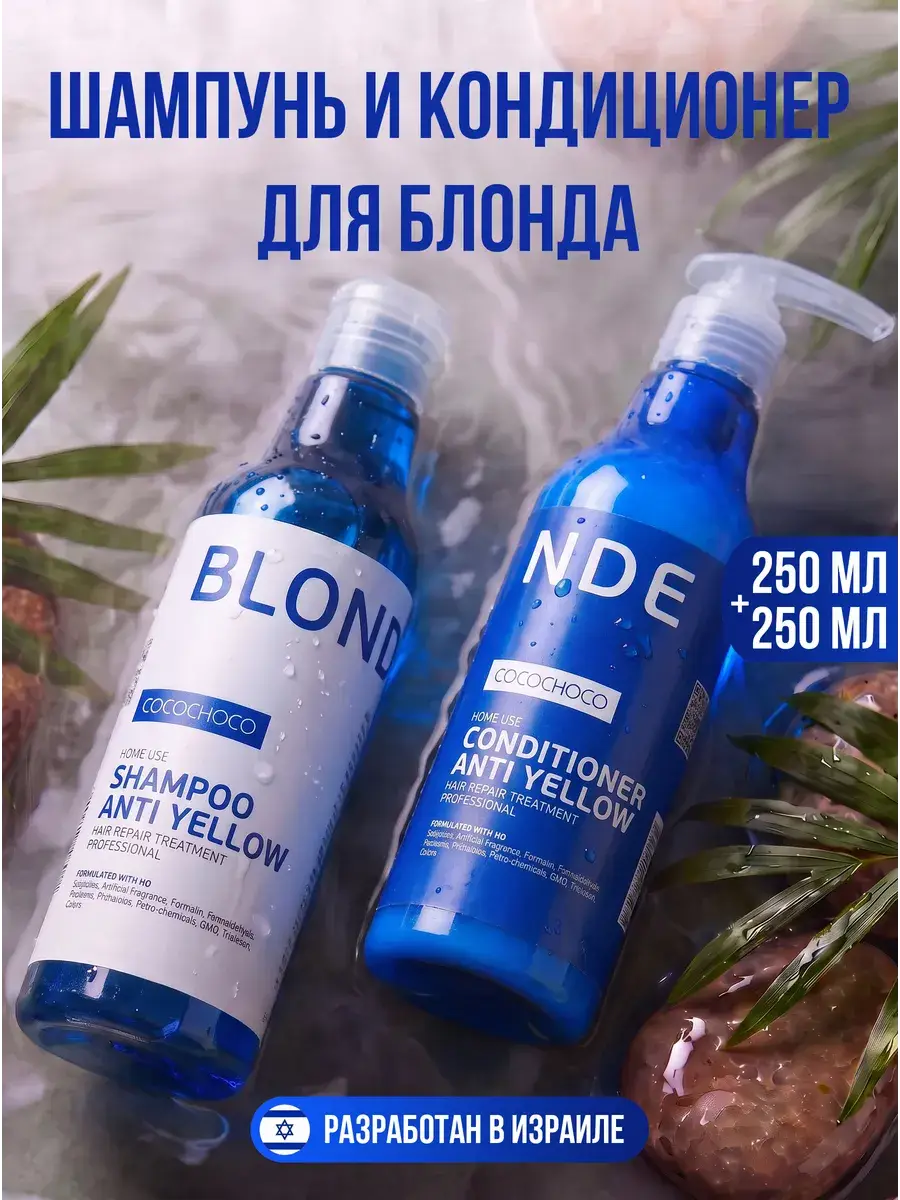 COCOCHOCO Blonde Anti Yellow Shampoo and Conditioner, 250 ml Each