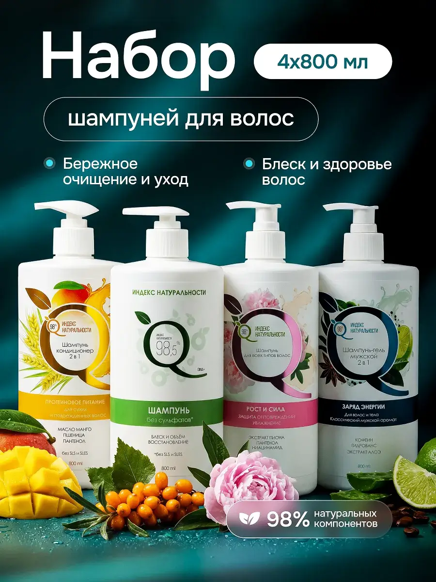 Index of Naturalness Shampoo Set, 4 Assorted Bottles 4 Count