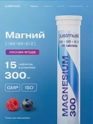 JUSTMUST Magnesium 300 with B Vitamins Effervescent Tablets, 15 Pack #1