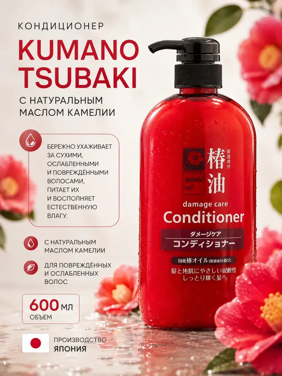 KUMANO YUSHI Tsubaki Oil Hair Conditioner 600 ml
