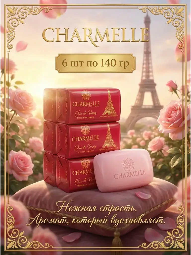 Charmelle Gentle Passion Perfumed Bar Soap 140 g, 6 Count #1
