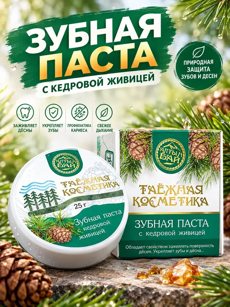 Altyn Bai Cedar Resin Toothpaste, 25 g, 1 Jar #1