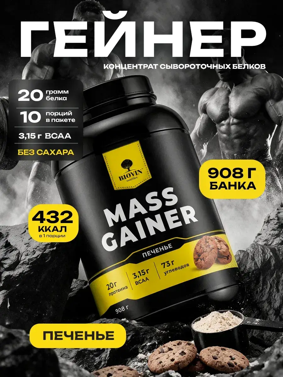 BIOVIN Delicious Gainer Powder Biscuit Cream 1 Pack 908 g